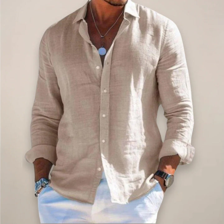 The Oakville Casual Linen Blend Button Up Shirt