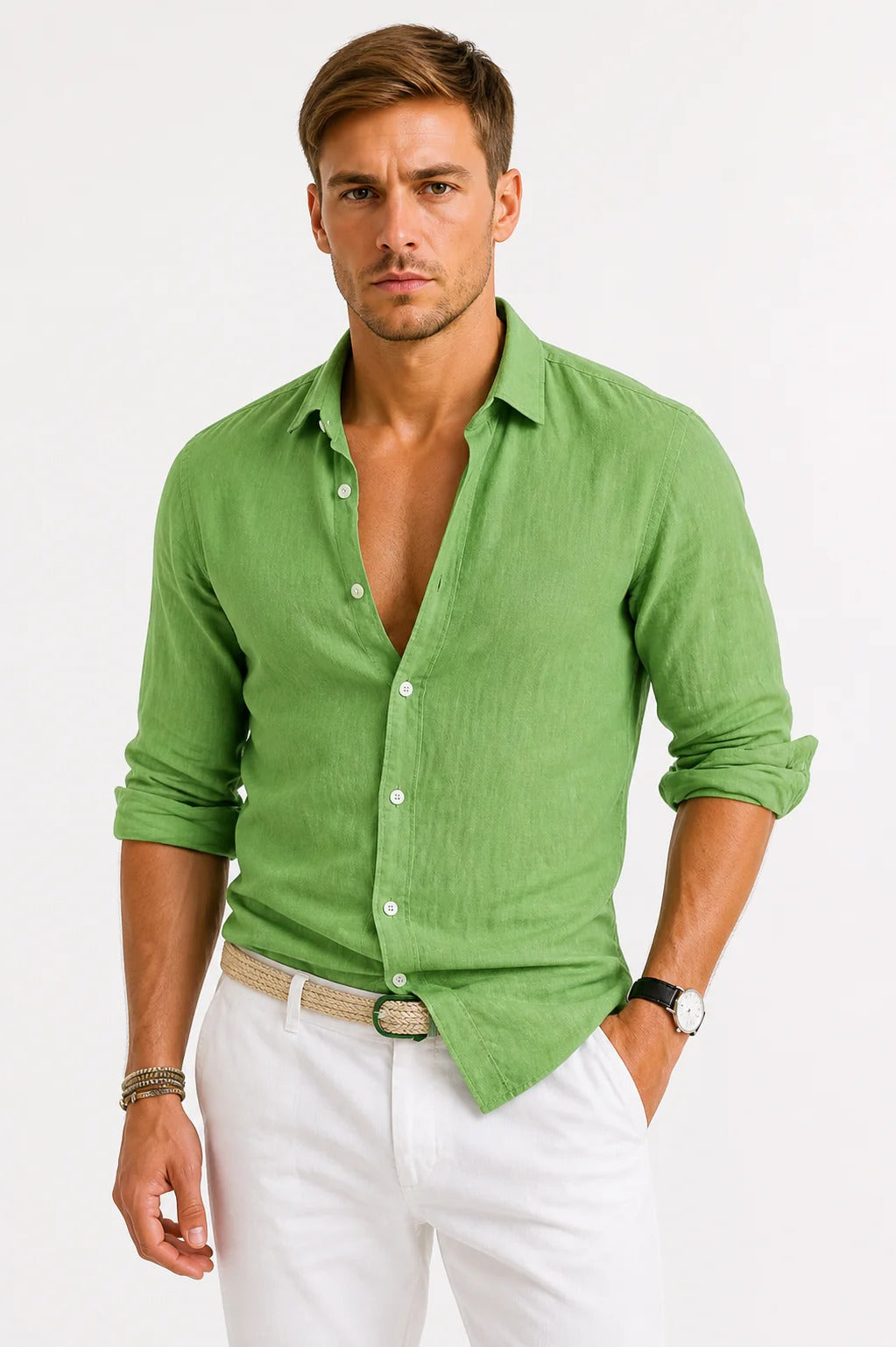 The Viareggio Men's Soft Linen Button Down Shirt