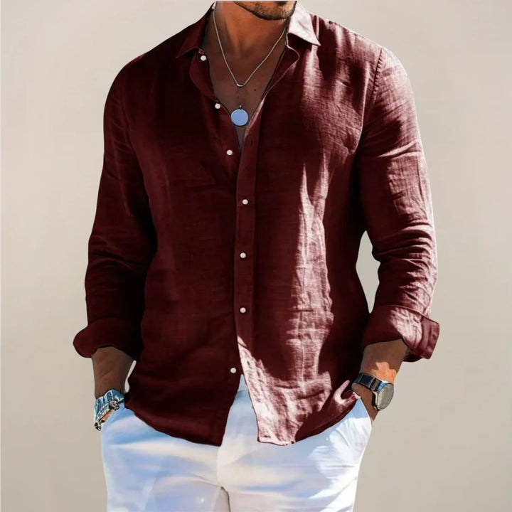 The Oakville Casual Linen Blend Button Up Shirt