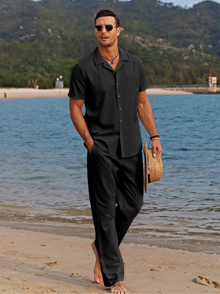 The Kenwood Men’s Collar Shirt and Drawstring Trouser Set
