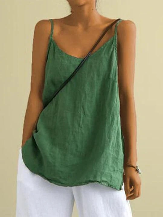 Casual Linen V Neck Cami Top