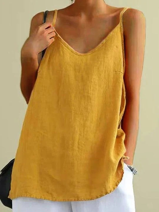 Casual Linen V Neck Cami Top