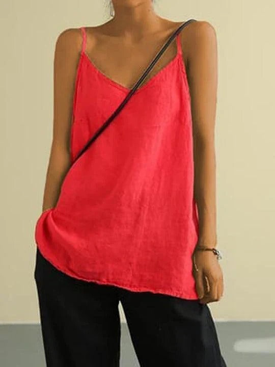 Casual Linen V Neck Cami Top