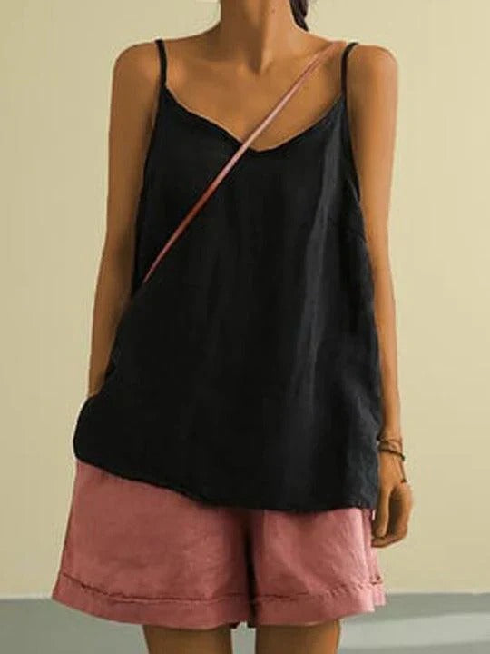 Casual Linen V Neck Cami Top