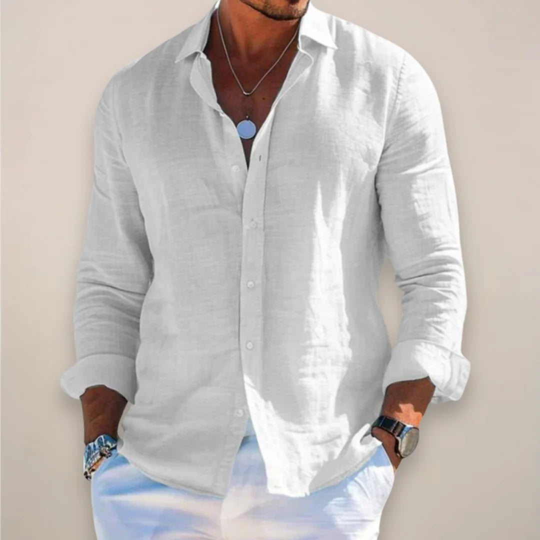 The Oakville Casual Linen Blend Button Up Shirt