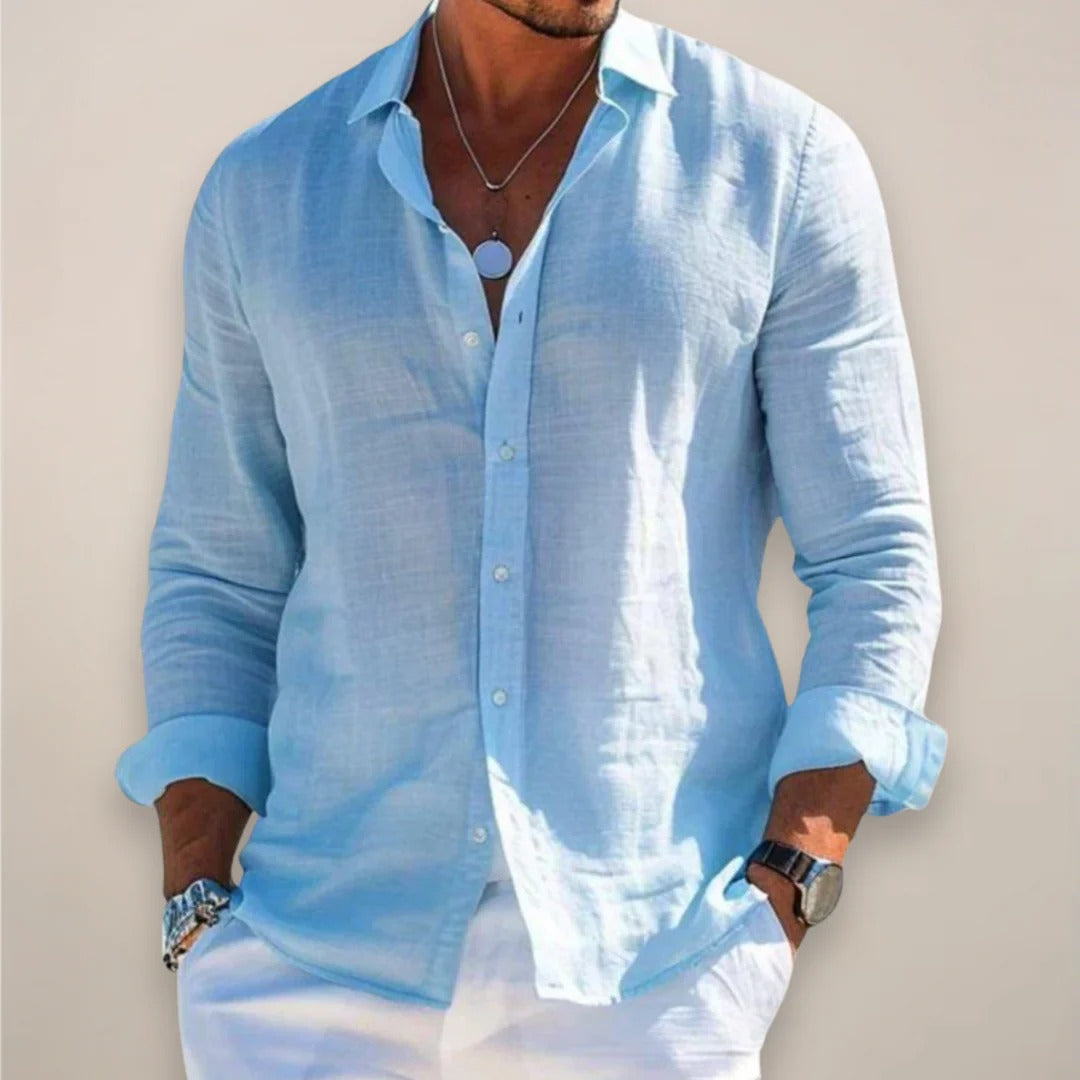 The Oakville Casual Linen Blend Button Up Shirt