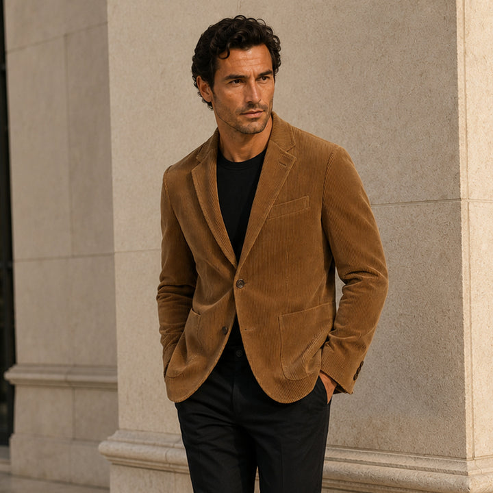 The Livorno Men’s Vintage Casual Slim Fit Corduroy Blazer Jacket