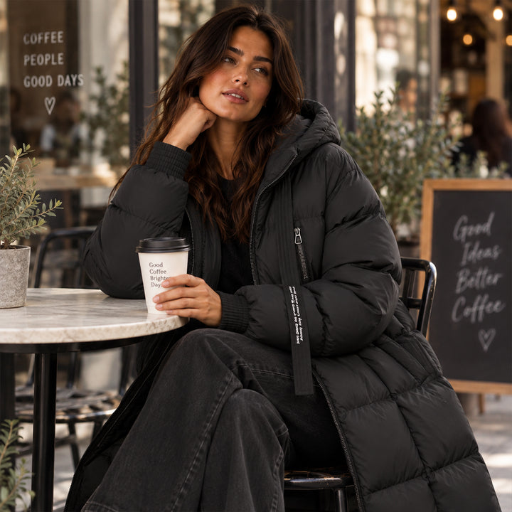 Women's Long Hooded Puffer Coat – Oversized Quilted Winter Jacket