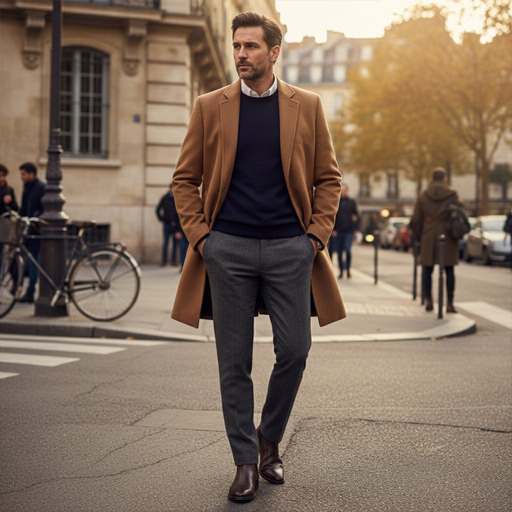 The Ascot Men's Elegant Long Winter Smart Coat