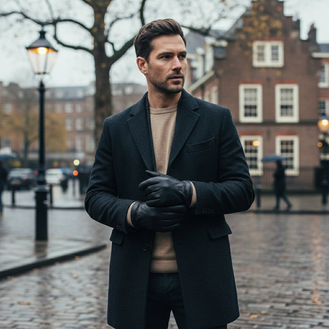 The Palermo Men's Faux Leather Wool Lined Winter Driving Gloves
