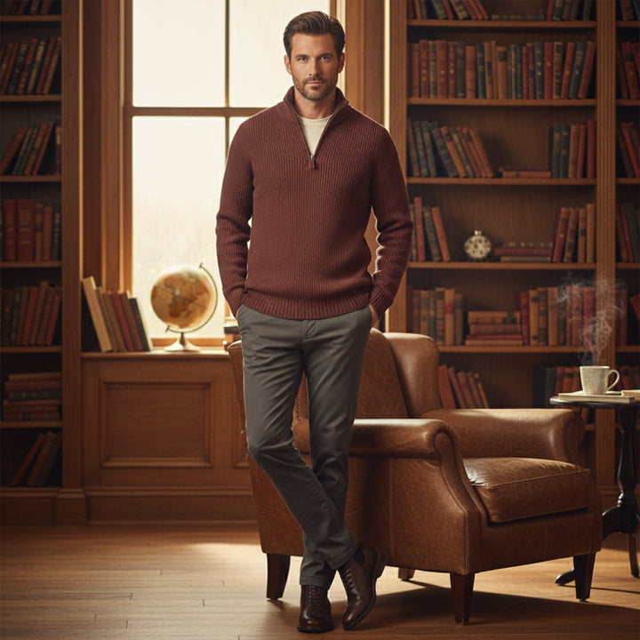The Vicenza Men’s Soft Knit Cashmere Half Zip Sweater
