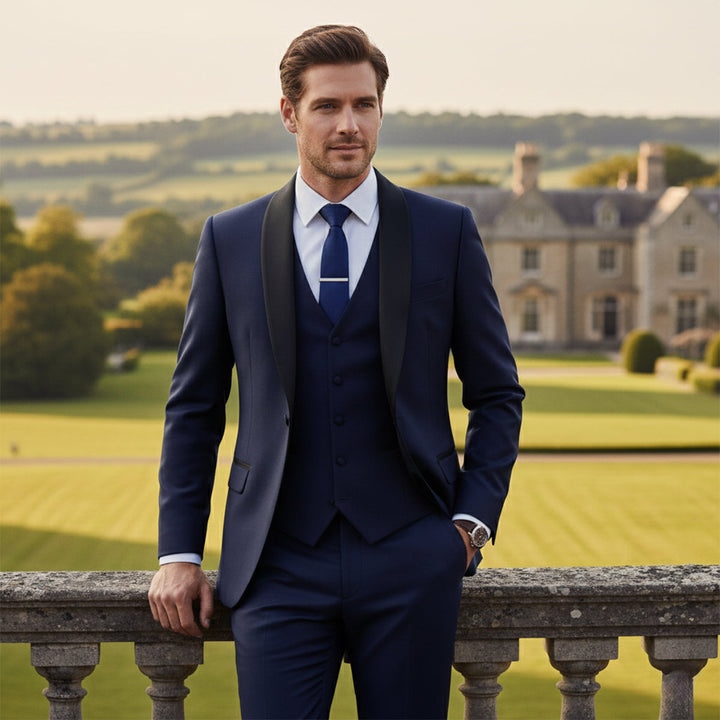 The Trebbiano Men’s 3 Piece Suit – Elegant Slim Fit Formal Tuxedo Set