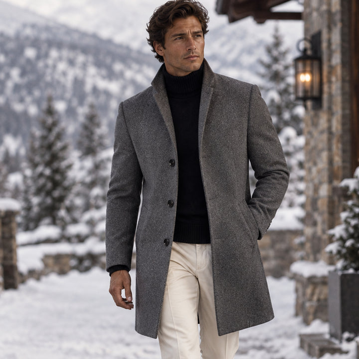 Men's Refined Single Breasted Wool Overcoat