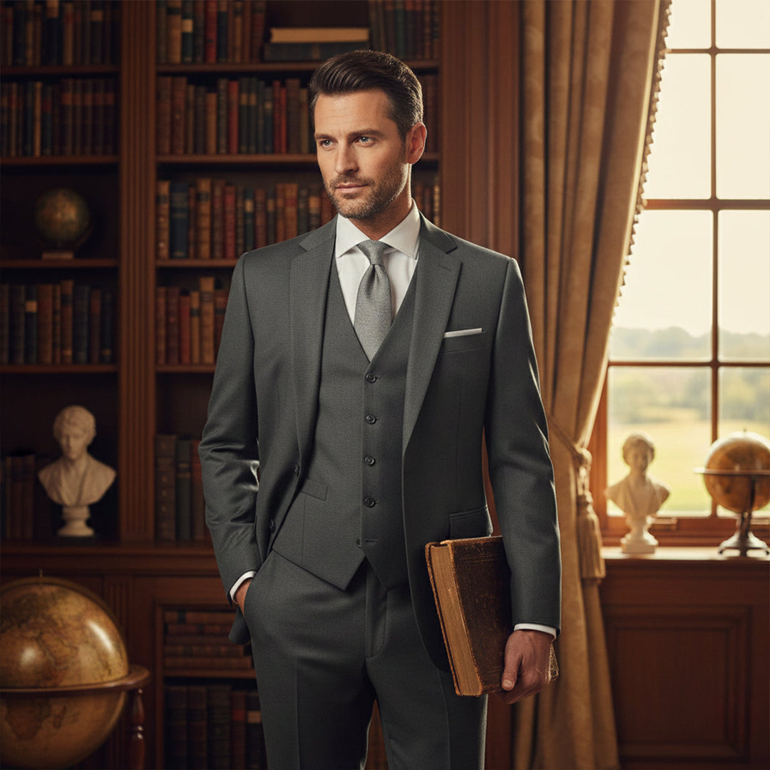 The Trebbiano Men’s 3 Piece Suit – Elegant Slim Fit Formal Tuxedo Set