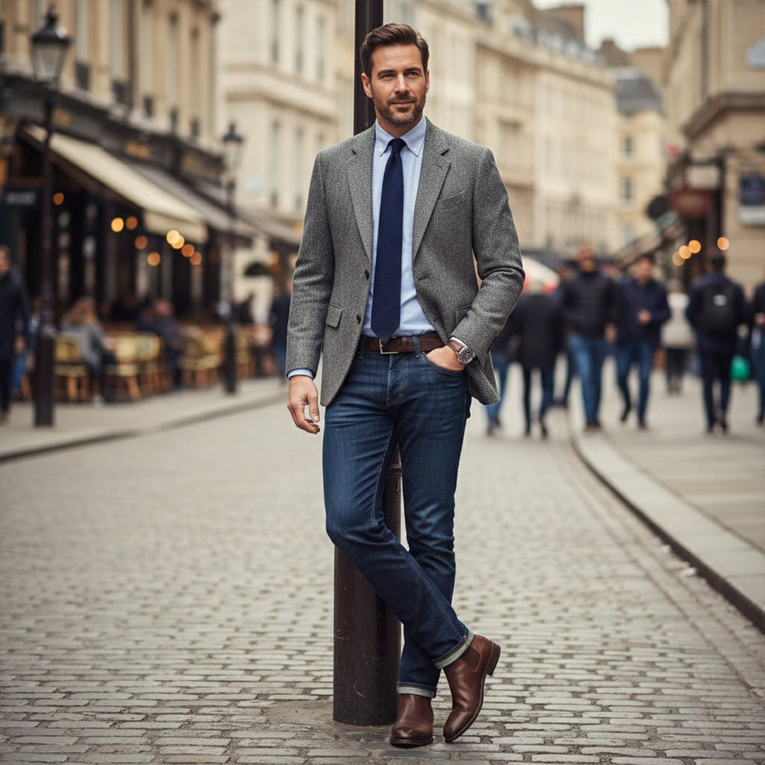 The Jefferson Men’s Classic Herringbone Tweed Blazer