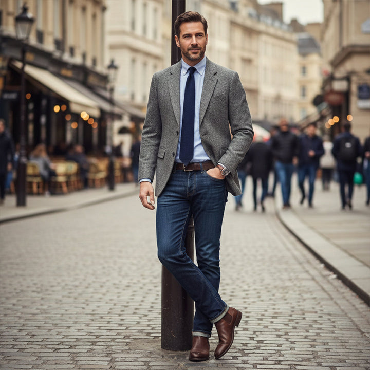 The Jefferson Men’s Classic Herringbone Tweed Blazer