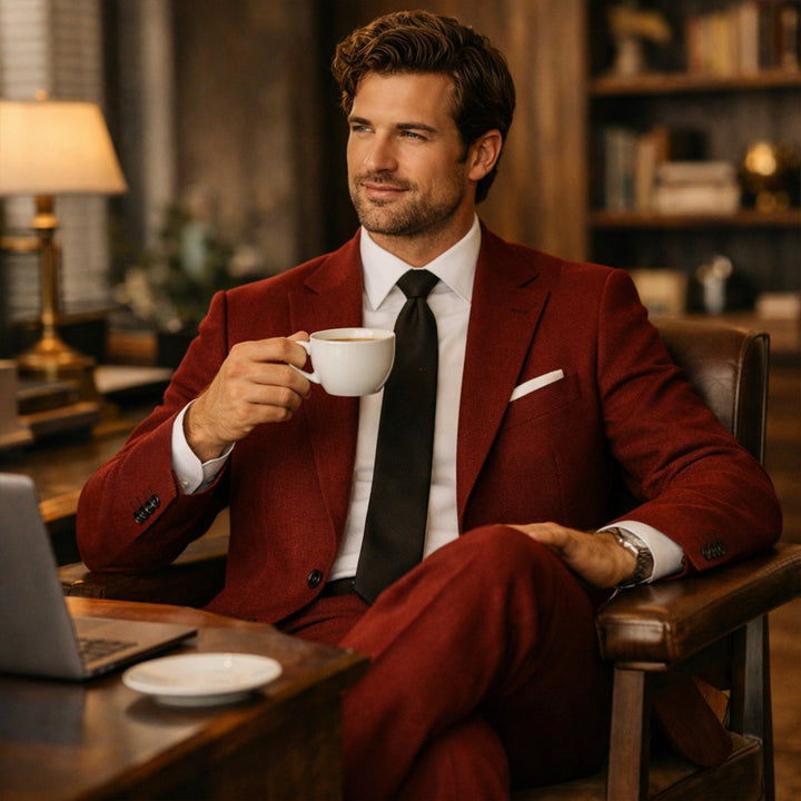 The Brookstone Ridge Men’s Classic Linen Wedding Suit – 2 Piece Single Breasted Set
