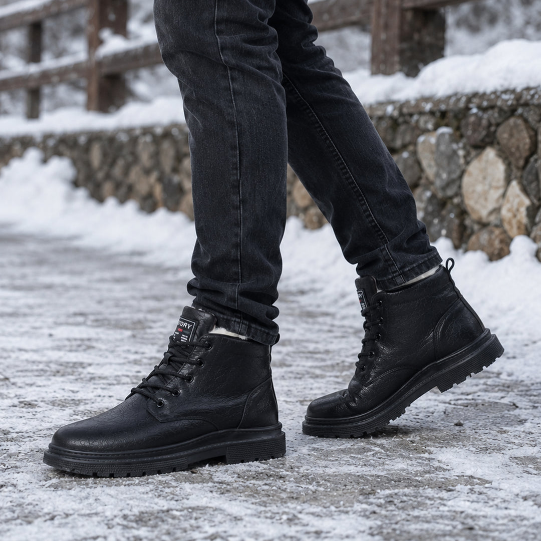 The Silverfield Men’s Classic Lace Up Leather Ankle Snow Boots
