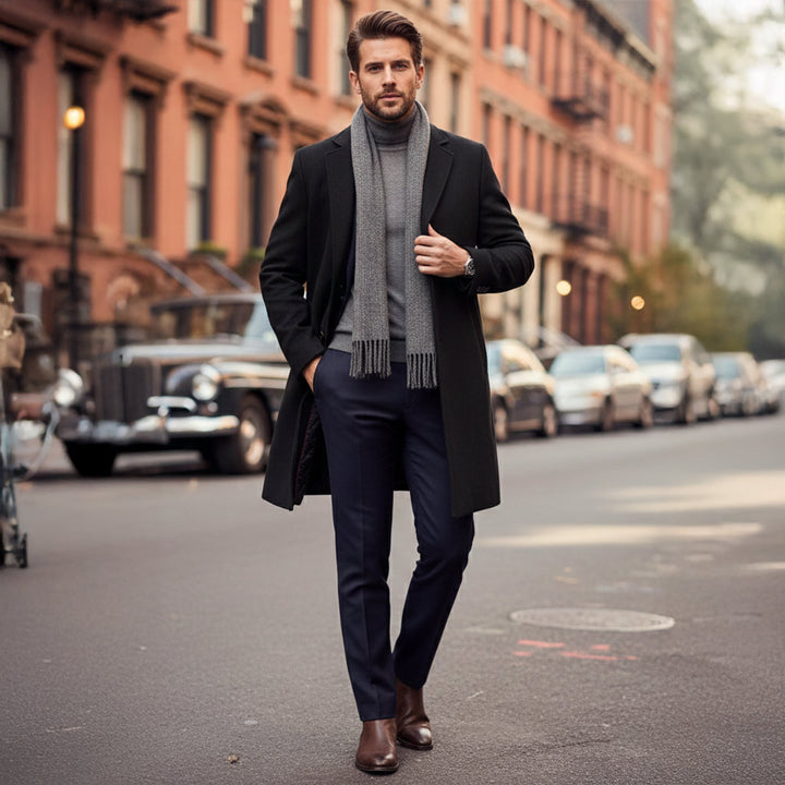 The Ascot Men's Elegant Long Winter Smart Coat