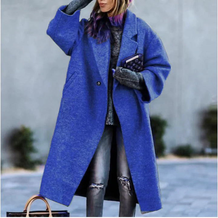 Women's Oversized Wool Blend Coat – Long Single Breasted Winter Overcoat