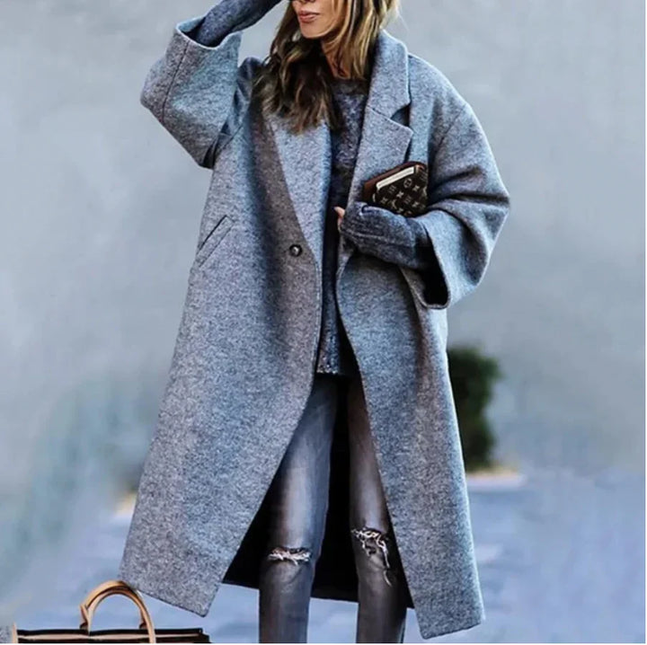 Women's Oversized Wool Blend Coat – Long Single Breasted Winter Overcoat