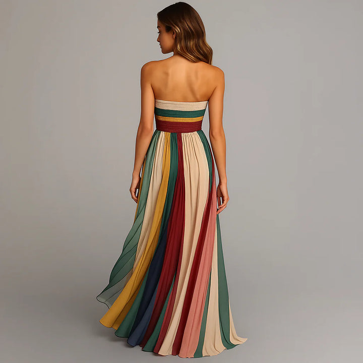 Pleated Strapless Maxi Dress