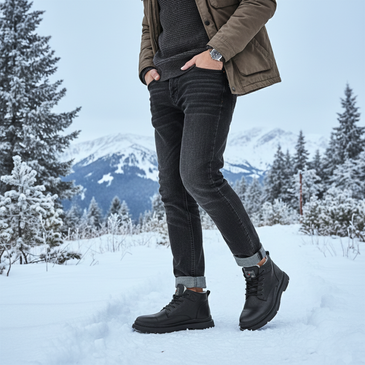 The Silverfield Men’s Classic Lace Up Leather Ankle Snow Boots