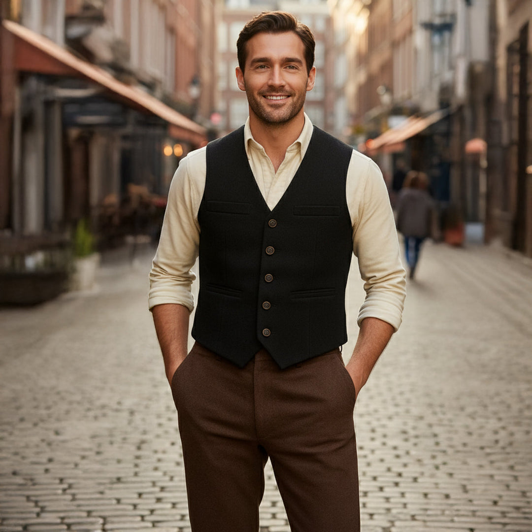 The Harrington Men’s Vintage Button Up Sweater Vest