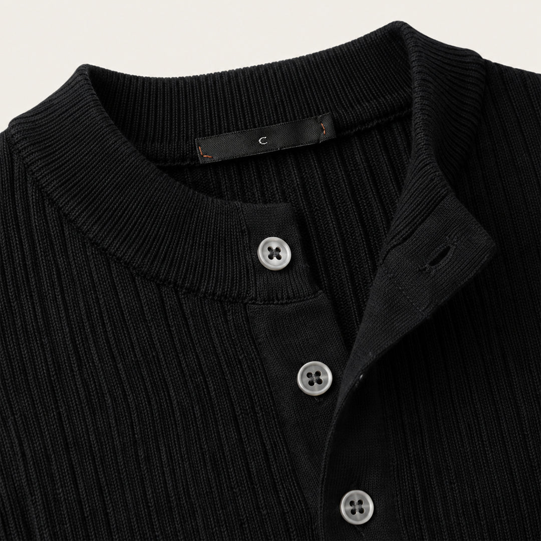 The Taormina Men's Ribbed Henley Knit Sweater