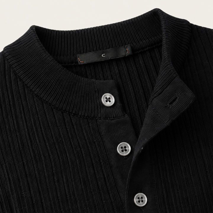 The Taormina Men's Ribbed Henley Knit Sweater