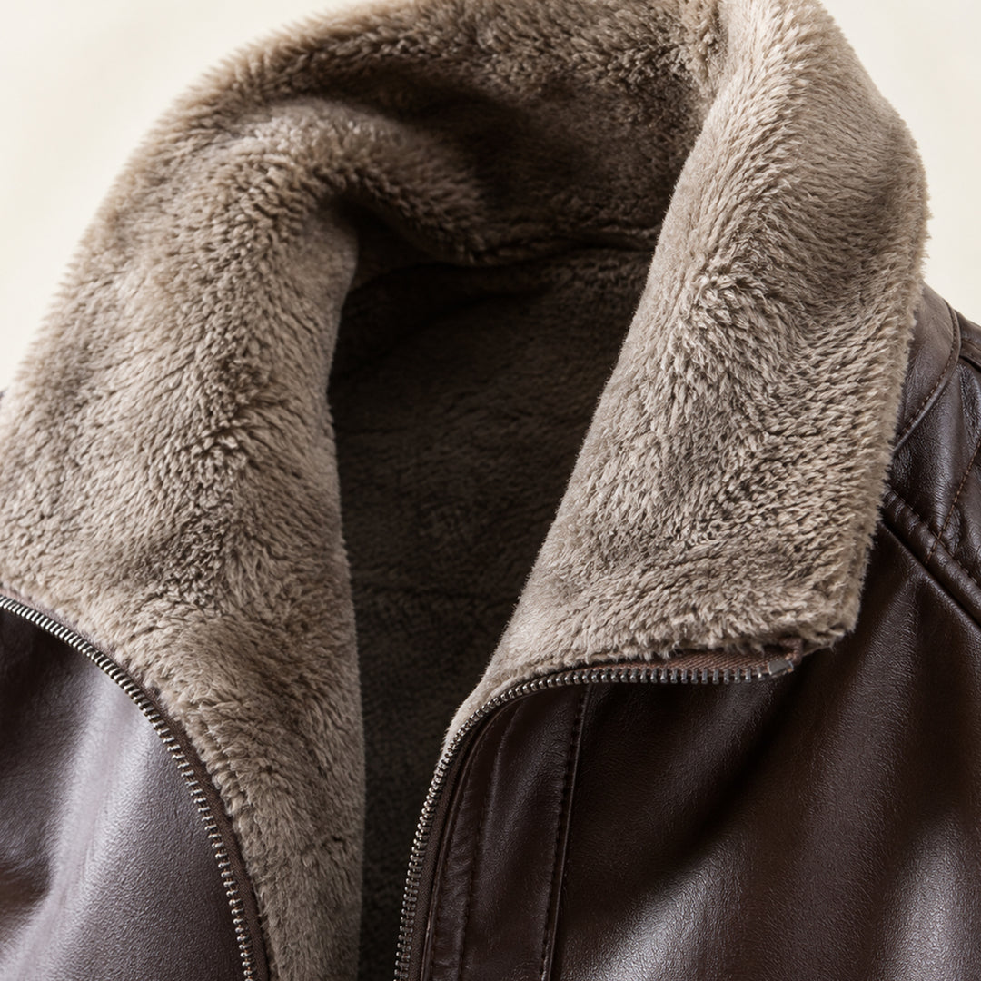 The Pantelleria Men’s Winter Fleece Lined Faux Leather Jacket