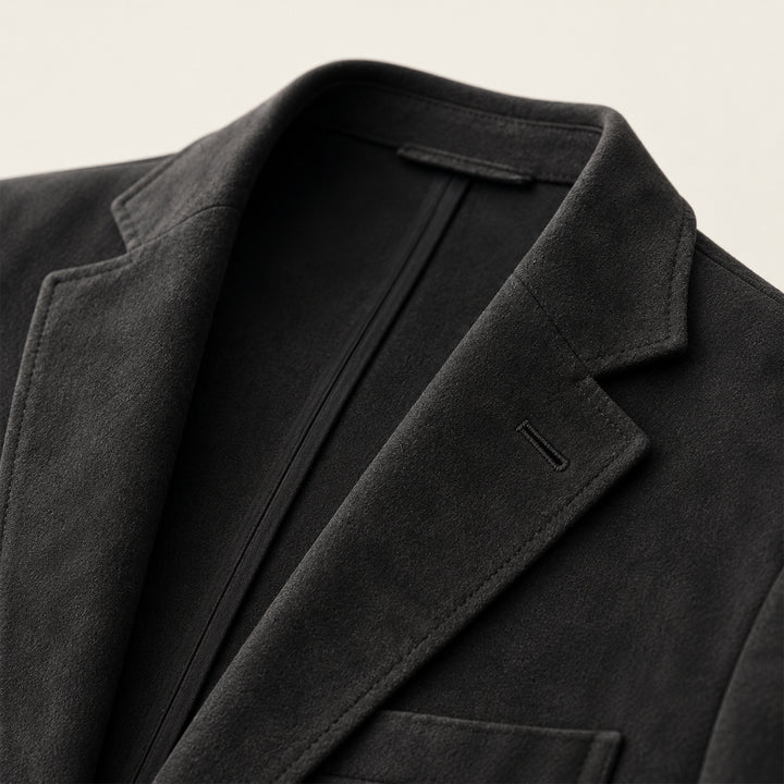 The Policoro Men’s Single Breasted Suede Blazer with Notched Lapel - Wedding Guest