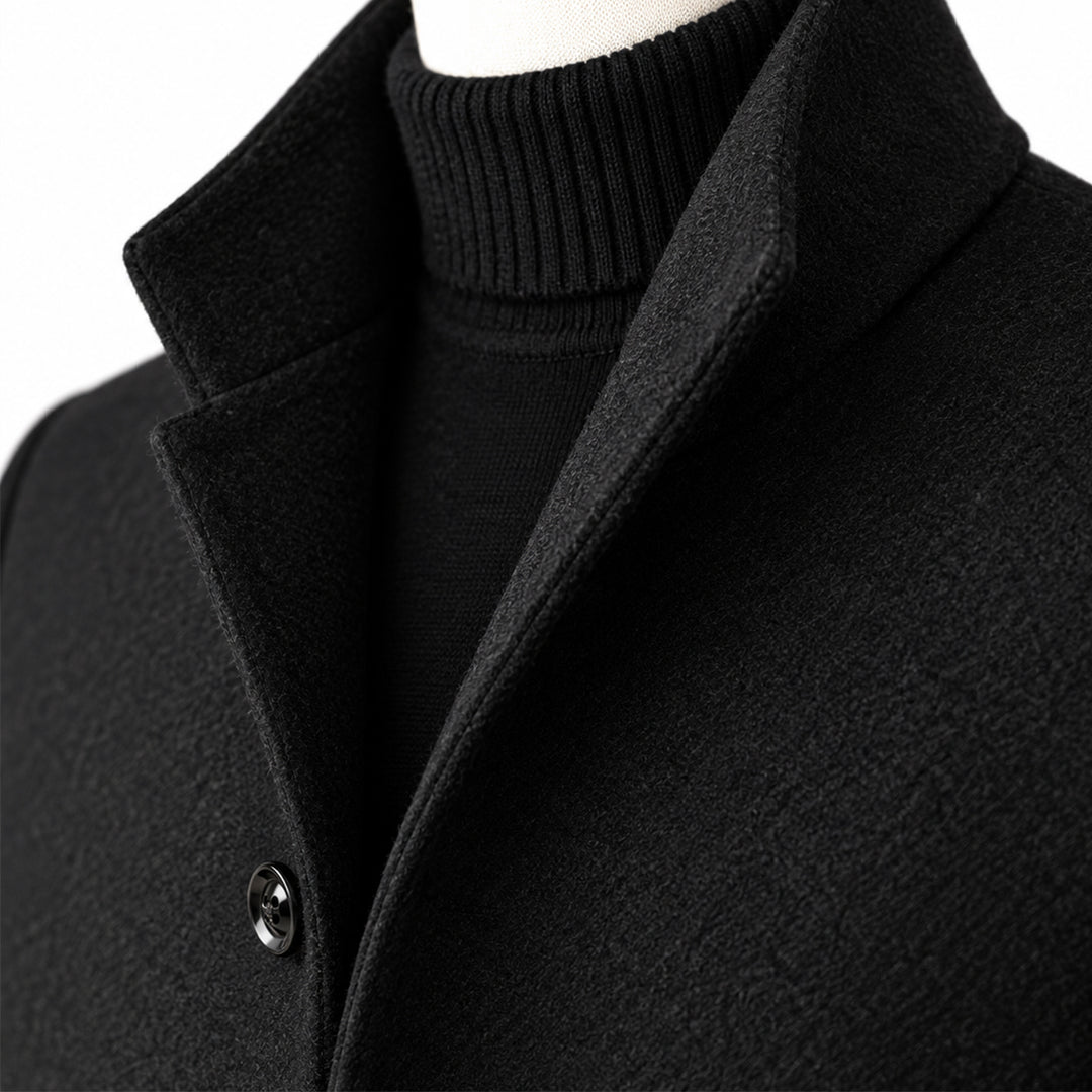 Men's Refined Single Breasted Wool Overcoat