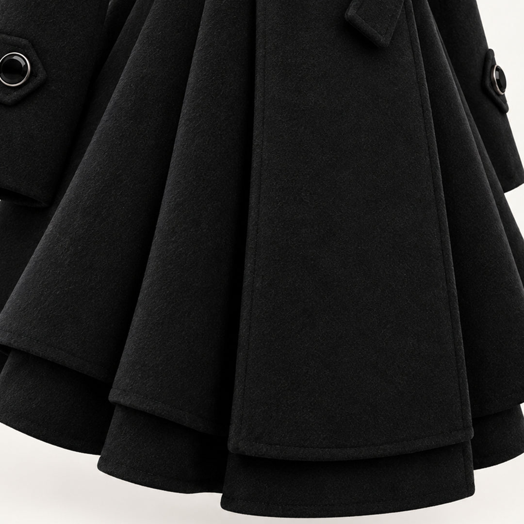 Women's Fur Collar Peacoat – Elegant Belted Fit & Flare Winter Coat