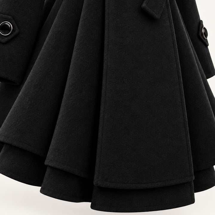 Women's Fur Collar Peacoat – Elegant Belted Fit & Flare Winter Coat