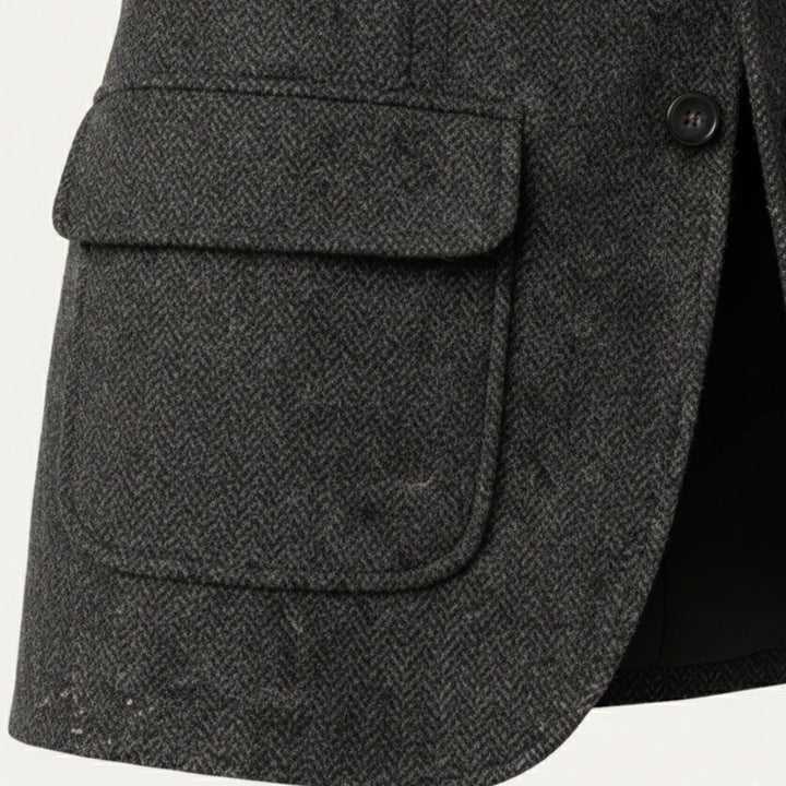 The Genoa Men’s Single Breasted Fishbone Tweed Blazer Jacket