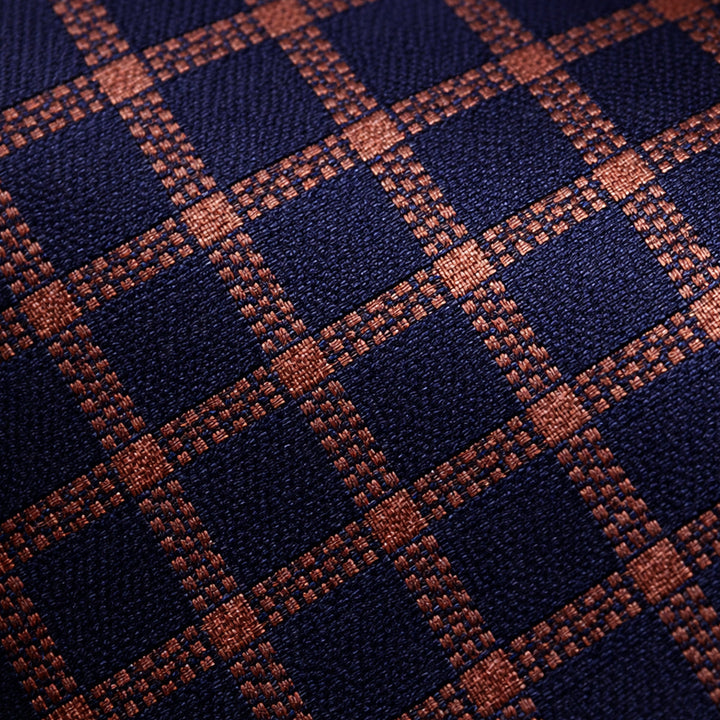 The Monterosso Men’s Luxury Silk Neck Tie - Checked Navy Blue