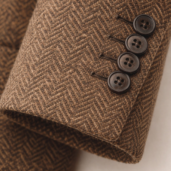 The Soveria Men’s Single Breasted Wool Herringbone Tweed Blazer - Wedding Guest