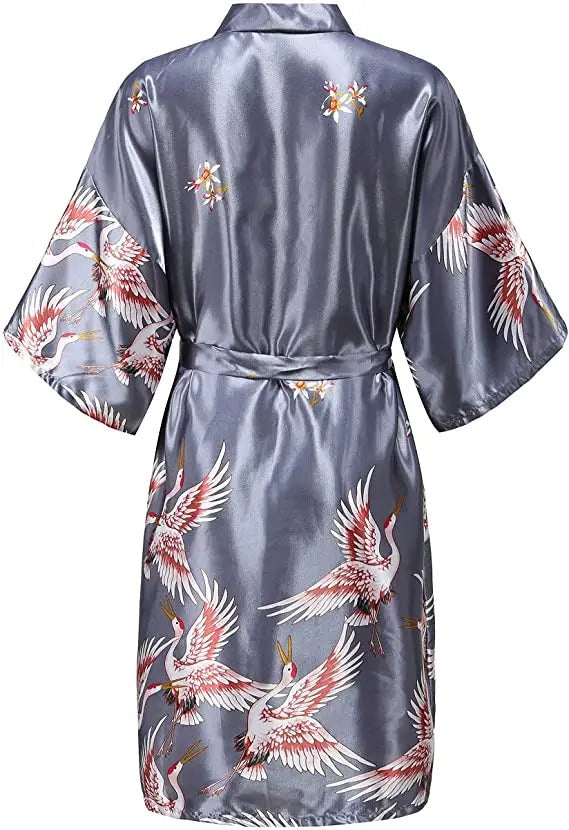 Women's Floral Satin Bathrobe Belt