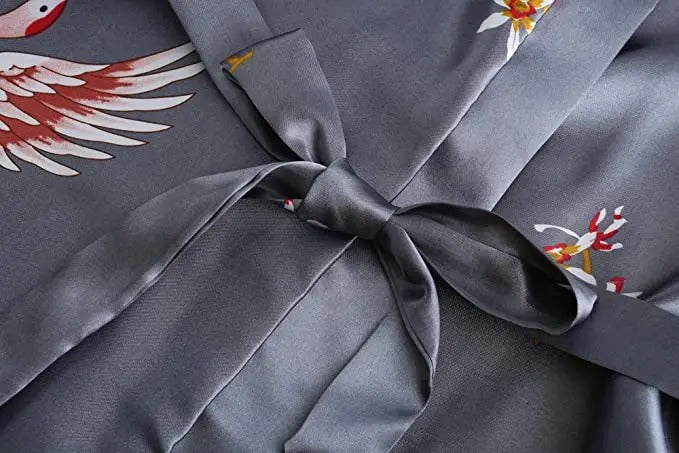 Women's Floral Satin Bathrobe Belt