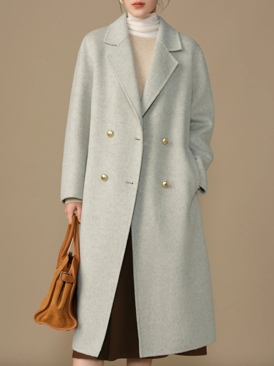 Women's Longline Double Breasted Wool Blend Coat