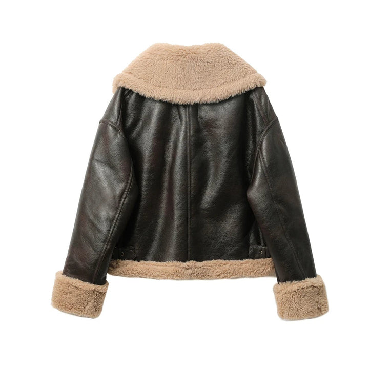 Women's Aviator Jacket with Faux Fur Trim