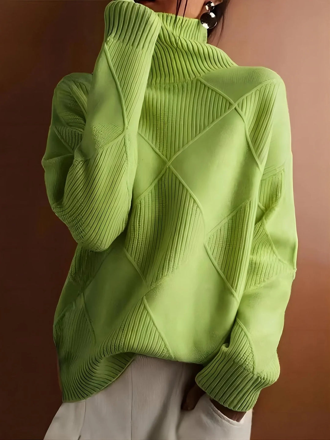 Women's High Neck Cable Knit Sweater