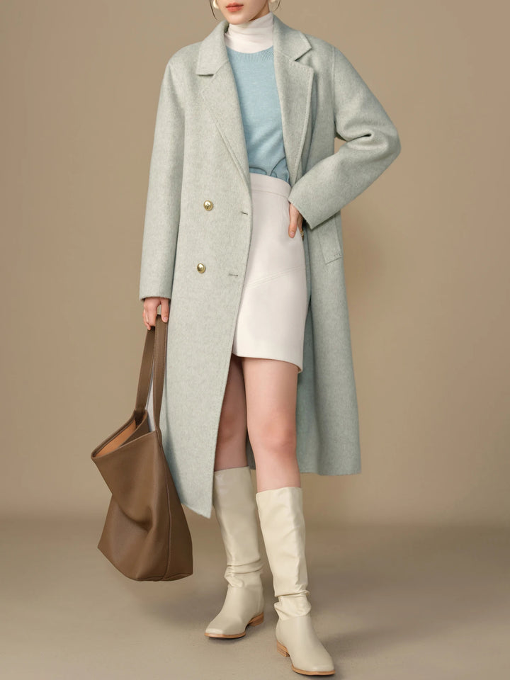 Women's Longline Double Breasted Wool Blend Coat