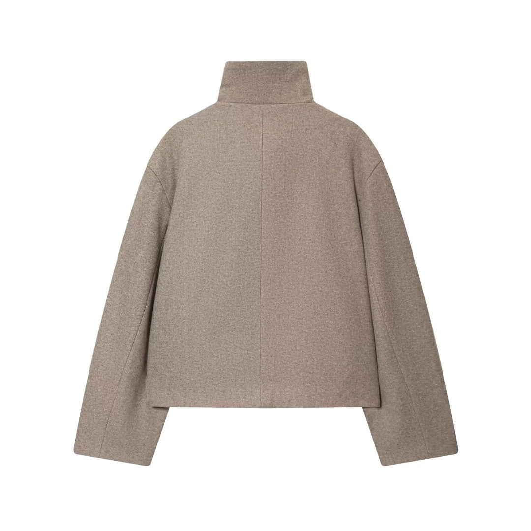 Women's Stand Collar Jacket with Button Front