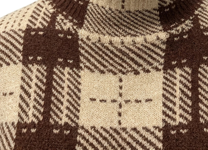 Women’s Plaid Mock Neck Knit Sweater