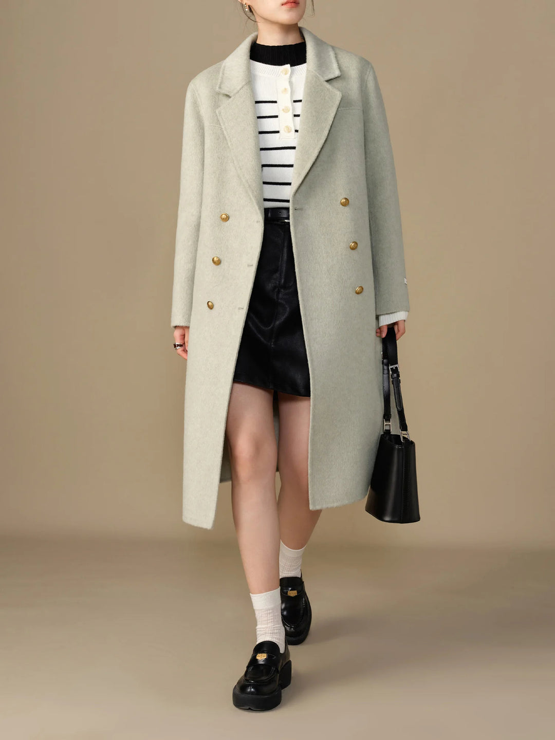 Women's Longline Double Breasted Wool Coat