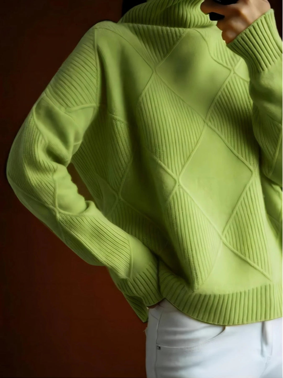 Women's High Neck Cable Knit Sweater