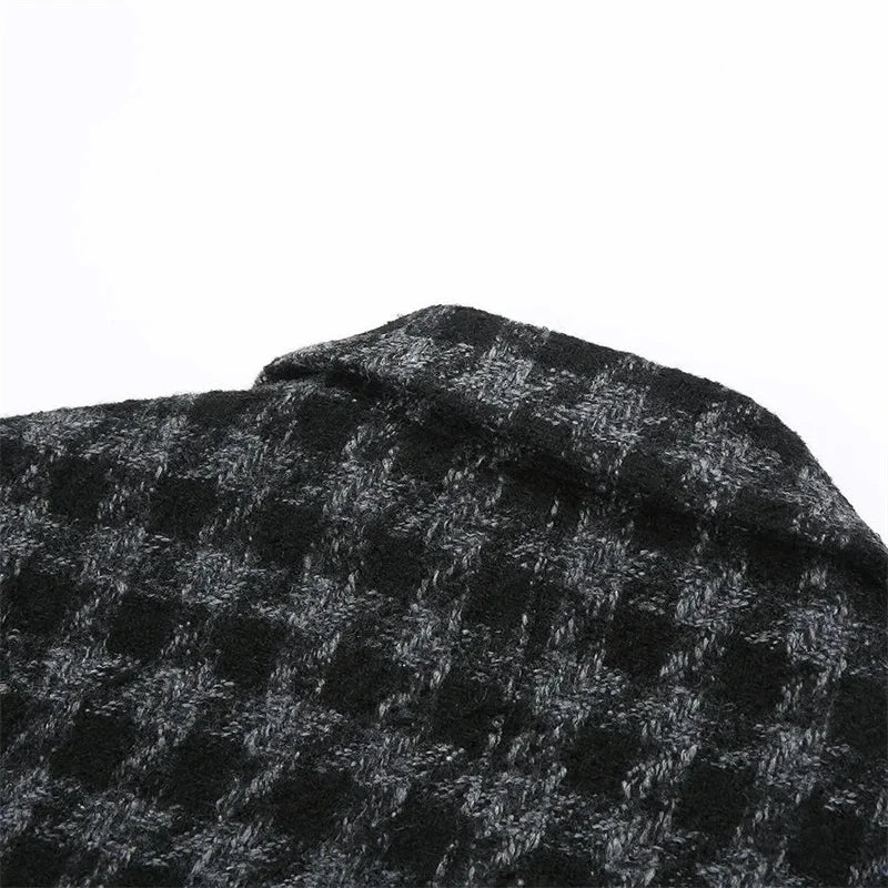 Women's Houndstooth Mid Length Wool Blend Coat