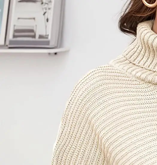 Women's Chunky Knit Dress with Turtleneck